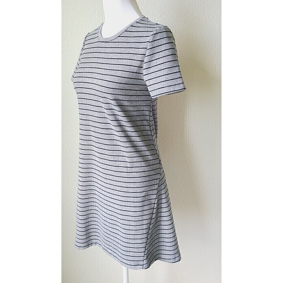 Zara Trafaluc Knit Skater Dress Small Gray Striped Short Sleeve Crew Neck - Picture 5 of 13